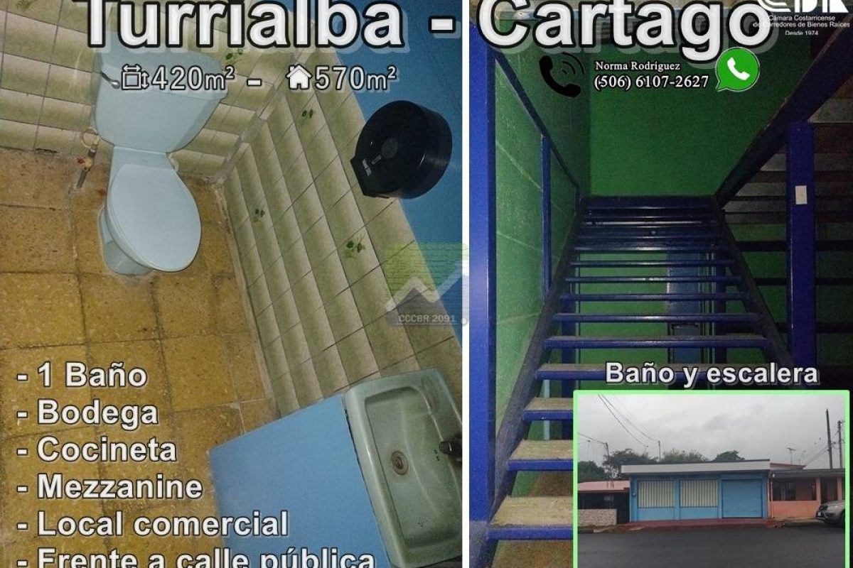 8. Baño y escalera. Local comercial y bodega en Turrialba, Cartago-13a6dd00